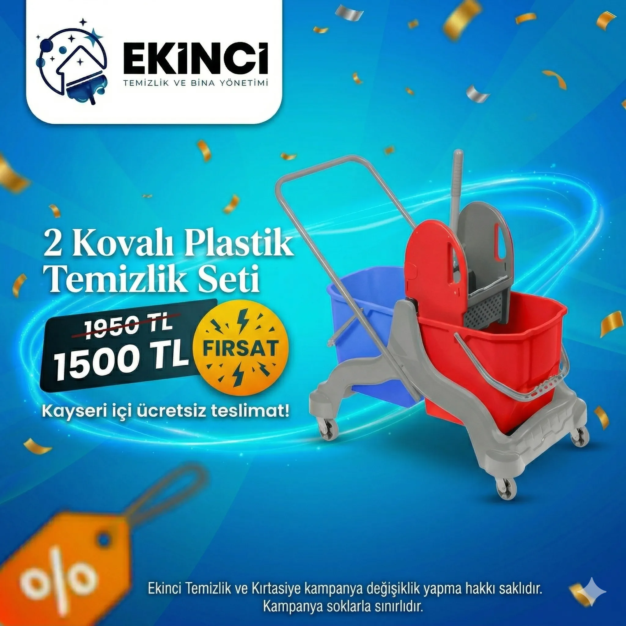 İki Kovalı Temizlik seti Plastik